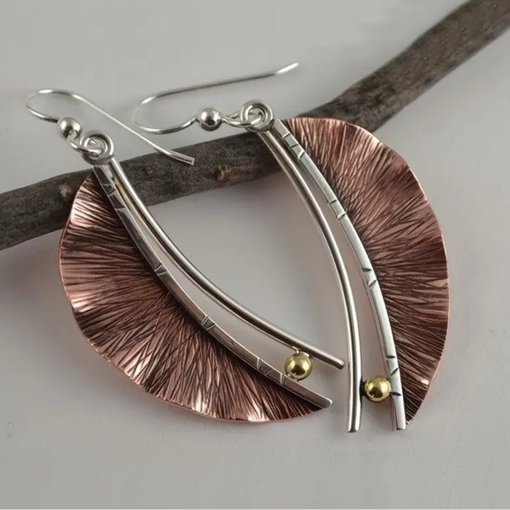 Elegant Silver and Gold Leaf Earrings
